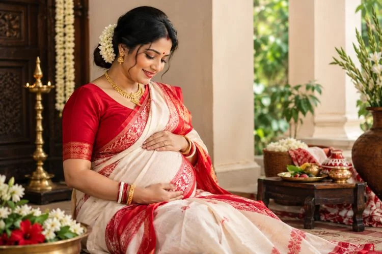 Traditional Bengali Maternity Photoshoot Ideas for Expecting Mothers