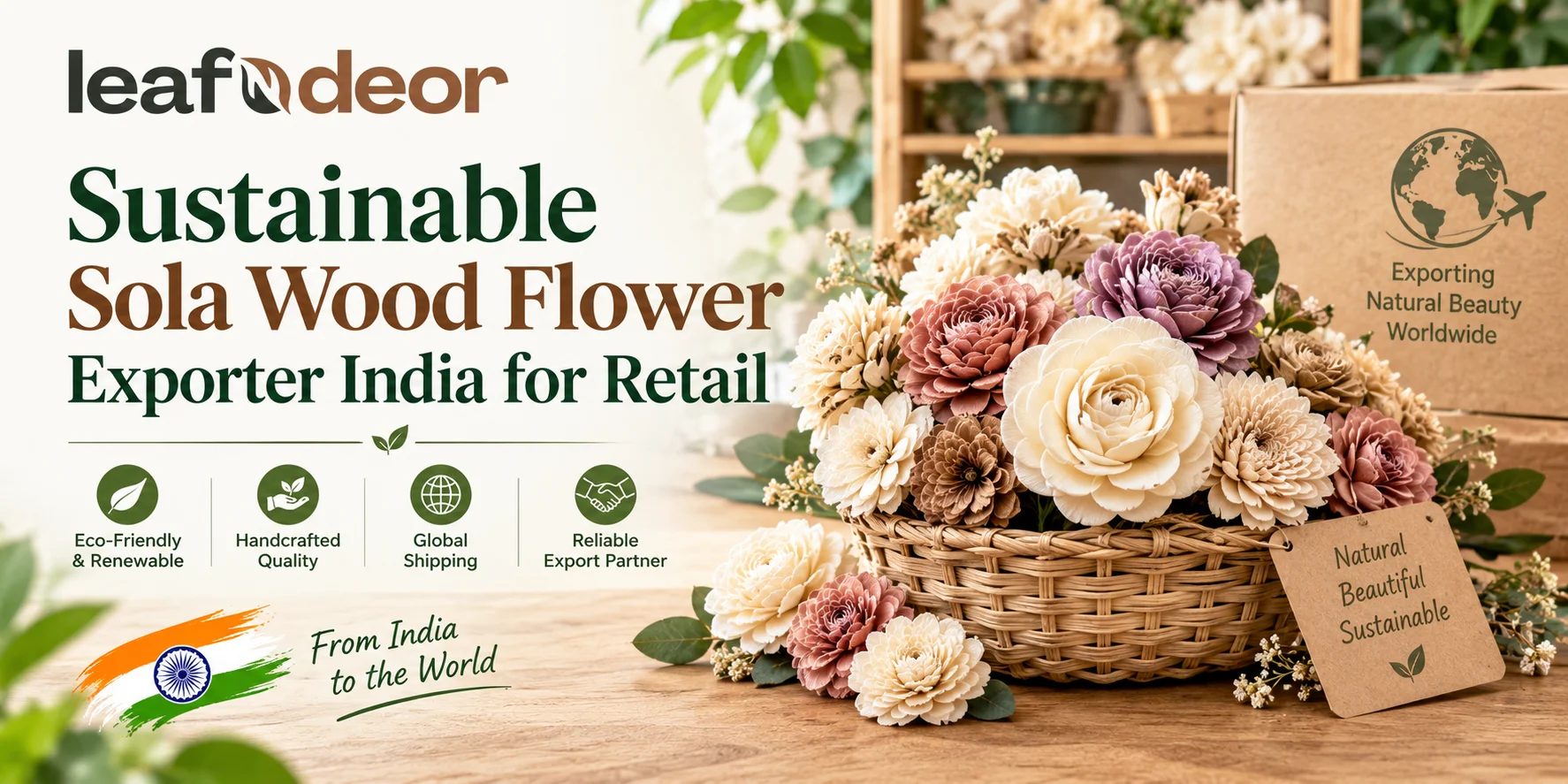 Sustainable Sola Wood Flower Exporter India for Retail